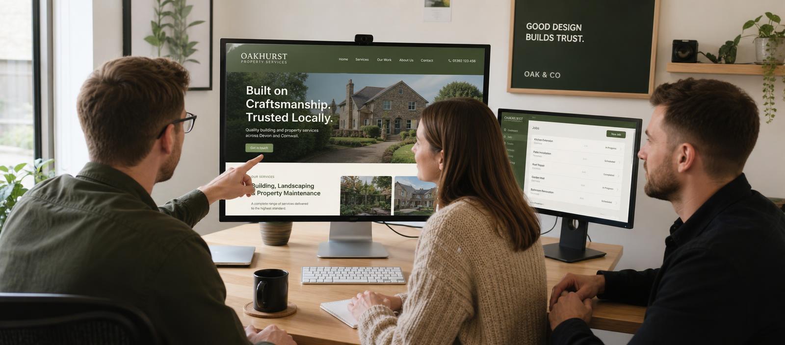 Illustration of a Vantage Point Digital website build being reviewed on screen